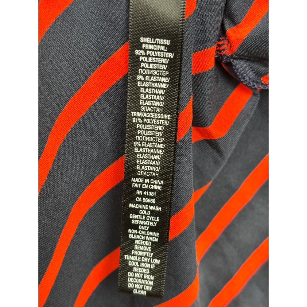RLX Ralph Lauren Mens Medium Striped Performance Golf Polo Shirt Navy Orange - Picture 10 of 10